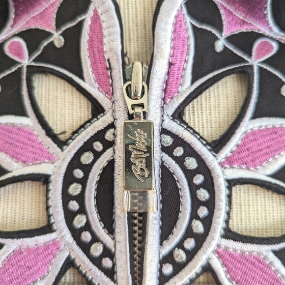 Bob Mackie Vintage Embroidered Cut Out Jacket in Black Pink and White Size Small - Picture 13 of 13